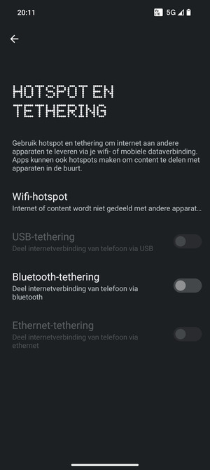 Selecteer Wifi-hotspot