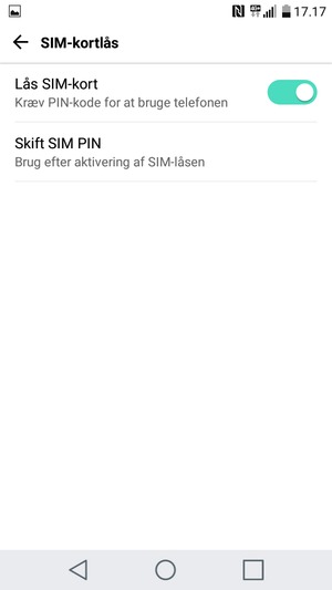 Vælg Skift SIM PIN