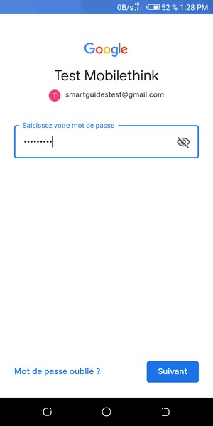 Saisissez votre mot de passe et sélectionnez Suivant