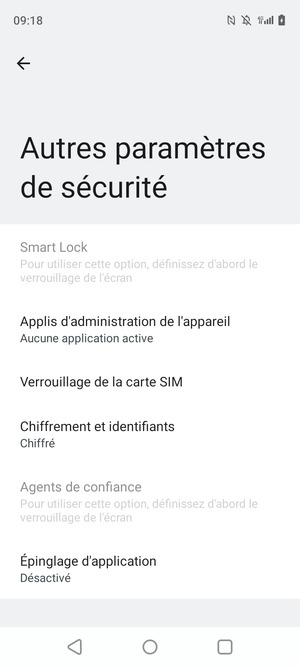 Sélectionnez Verrouillage de la carte SIM