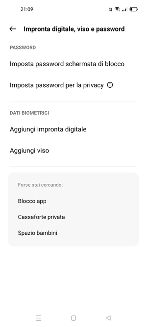 Seleziona Imposta password schermata di blocco