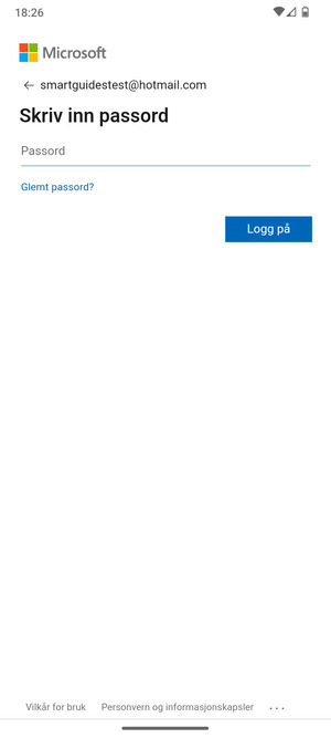 Skriv inn passord og velg Logg på