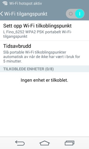 Telefonen din er konfigurert for bruk som et modem