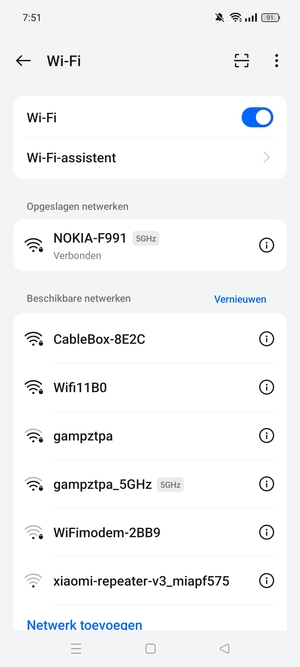 U bent nu verbonden met het WiFi-netwerk