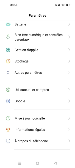 Faites défiler et sélectionnez Mise á jour logicielle