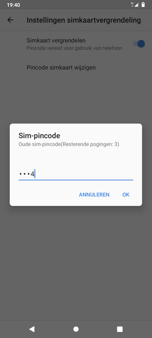 Voer uw Oude sim-pincode in en selecteer OK