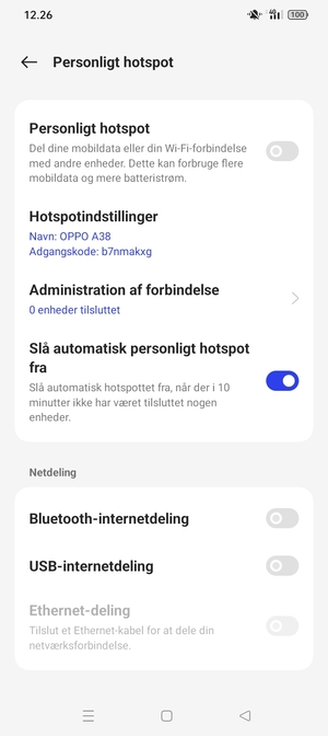 Aktiver Personligt hotspot