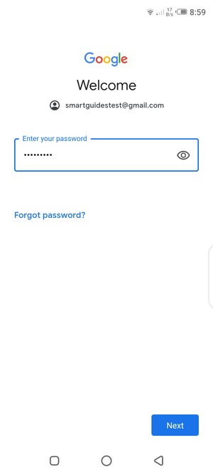 Enter your password and select Next