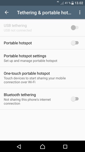 Select Portable hotspot settings