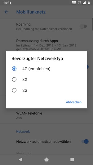 Wählen Sie die gewünschte Option