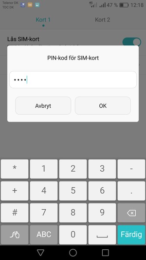 Ange din Nya PIN-kod för SIM-kort och välj OK