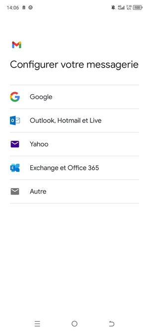 Sélectionnez Outlook, Hotmail et Live