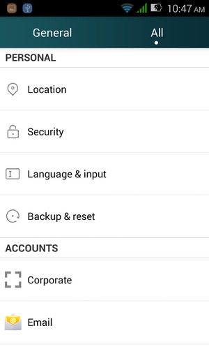 Scroll to and select Backup & reset