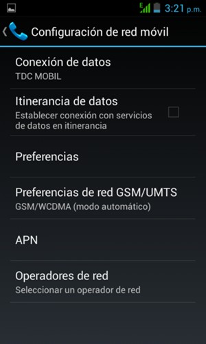 Seleccione Perferencias de red GSM/UMTS