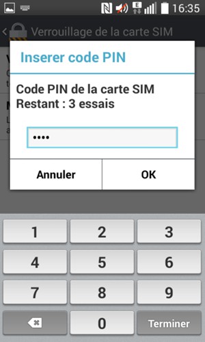 Saisissez le code PIN actuel de votre carte SIM et sélectionnez OK