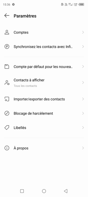 Sélectionnez Importer/exporter des contacts