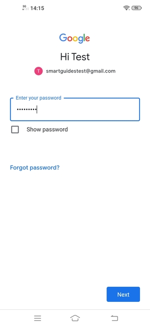 Enter your password and select Next