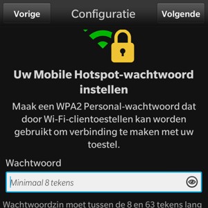 Voer een wachtwoord van ten minste 8 tekens in en selecteer Volgende