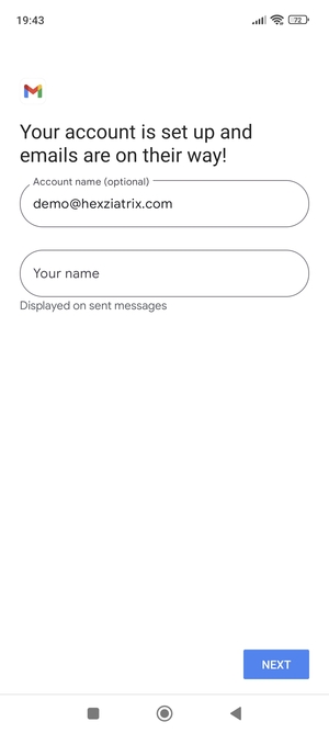 Give your account a name and enter your name. Select NEXT