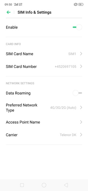 Select Preferred Network Type