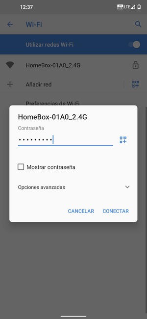 Introduzca la contraseña de Wi-Fi y seleccione CONECTAR