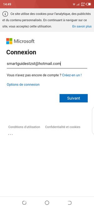 Saisissez votre adresse Hotmail et sélectionnez Suivant