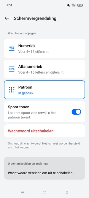 Uw telefoon is nu beveiligd met een schermvergrendeling