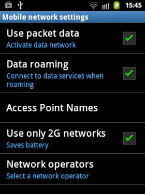 Uncheck the Use only 2G networks checkbox to enable 3G