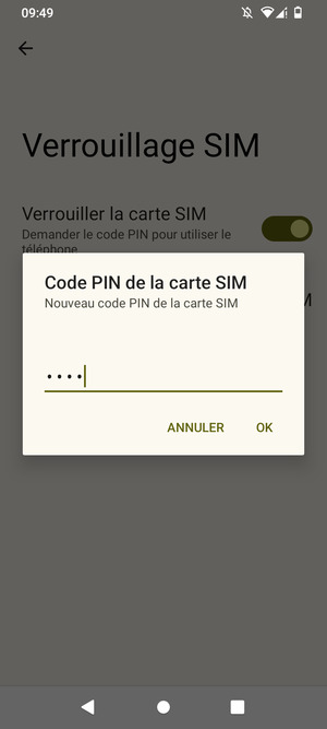 Saisissez votre Nouveau code PIN de la carte SIM et sélectionnez OK