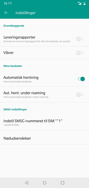 Vælg Indstil SMSC-nummeret til SIM
