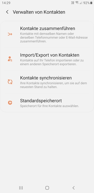 Wählen Sie Import/Export von Kontakten