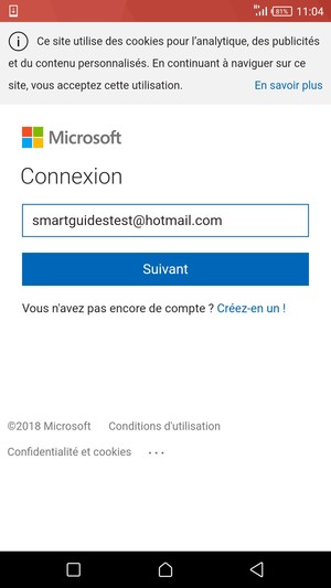 Saisissez votre adresse e-mail et sélectionnez Suivant