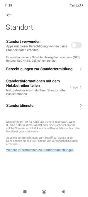 Schalten Sie Standort verwenden aus