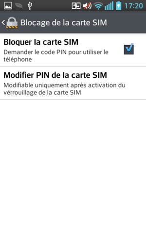 Sélectionnez Modifier PIN de la carte SIM