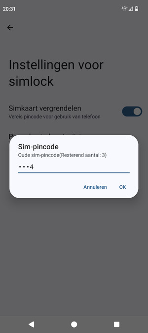 Voer uw Oude simpincode in en selecteer OK