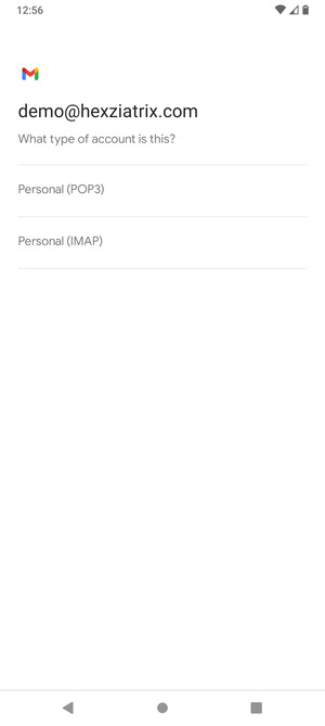 Select Personal (POP3) or Personal (IMAP)