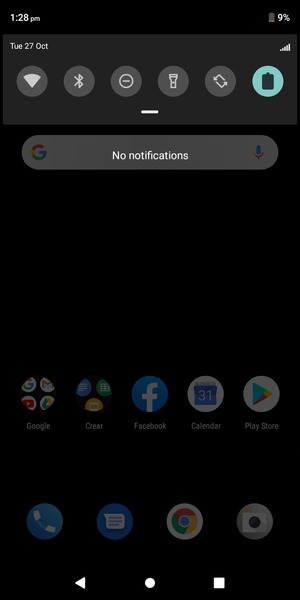 Return to the Home screen and slide down the top menu