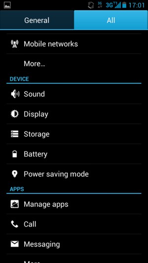 Select All and scroll to and select Power saving mode