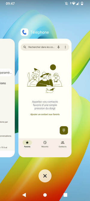 Sélectionnez l'icône Supprimer pour fermer toutes les applis en cours d'exécution