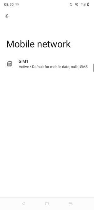 Select SIM1 or SIM2