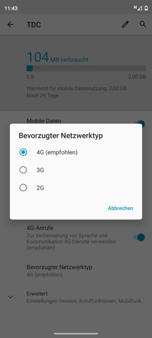 Wählen Sie die gewünschte Option