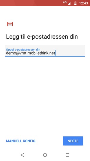 Skriv inn e-postadresse og velg NESTE