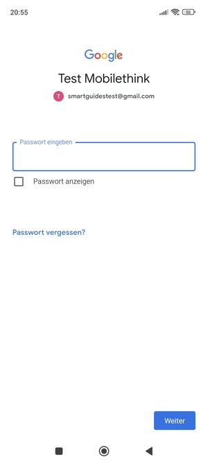 Geben Sie Ihre Gmail Passwort ein und wählen Sie Weiter
