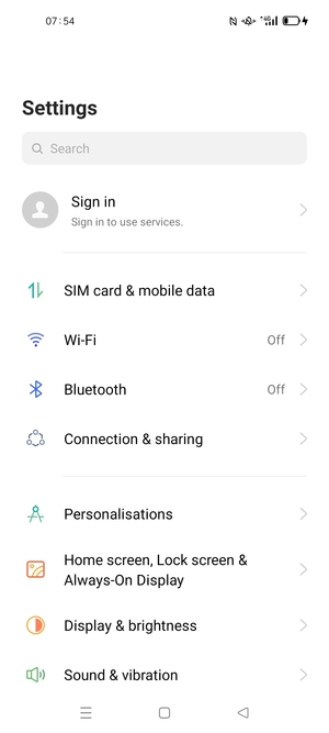 Select SIM card & mobile data