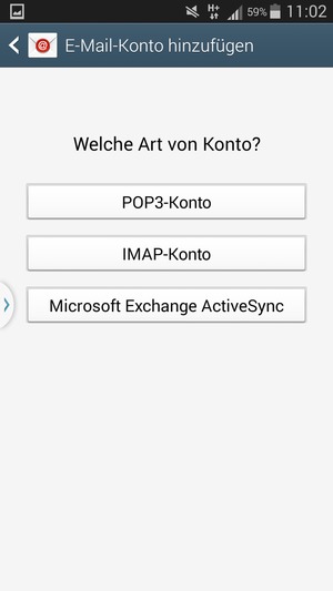 Wählen Sie Microsoft Exchange ActiveSync