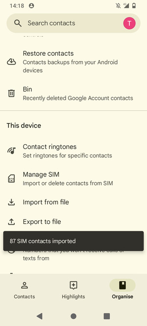 Your contacts will be saved to your Google account and saved to your phone the next time Google is synced.