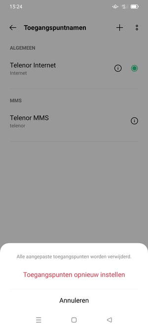 Selecteer Toegangspunten opnieuw instellen