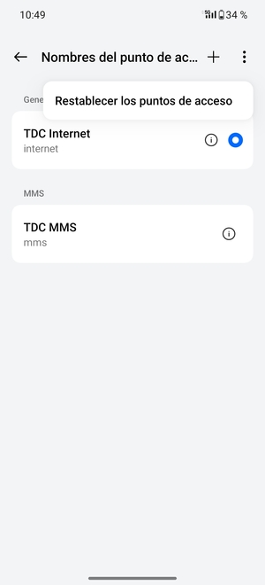 Seleccione Restablecer los puntos de acceso
