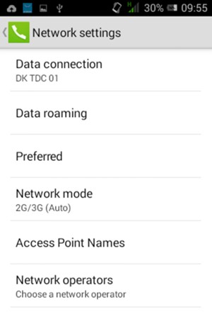 To change network if network problems occur, return to the Network settings menu and select Network operators