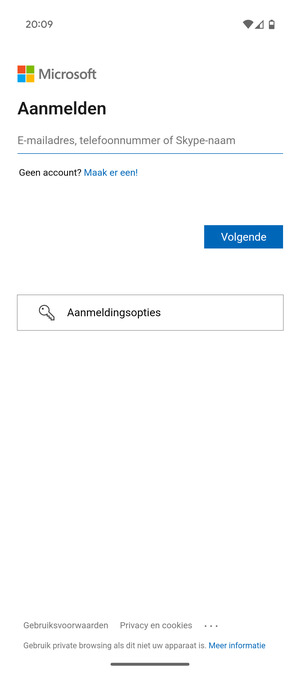 Voer uw e-mailadres in en selecteer Volgende